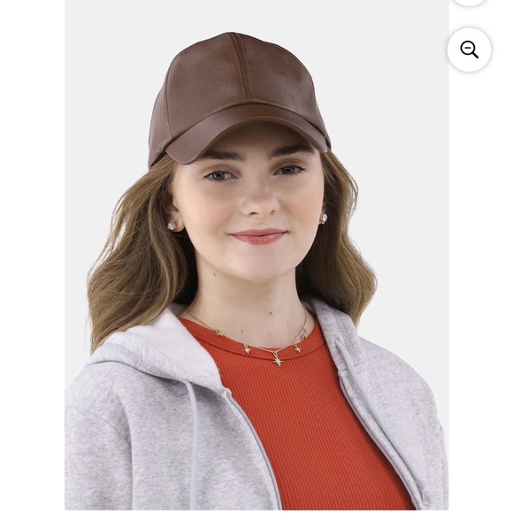 No Boundaries Women's Faux Leather Baseball Hat, Brown - Picture 1 of 6